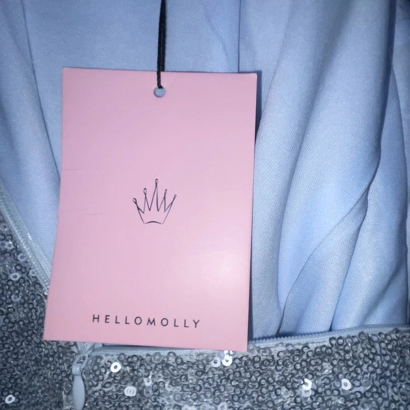 HELLO MOLLY Citadel Skies Mini Dress Silver Sequins Size 4 Prom Homecoming New - Picture 6 of 11